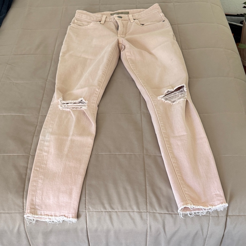 Joe's Jeans Light Pink Distressed Ankle Jeans